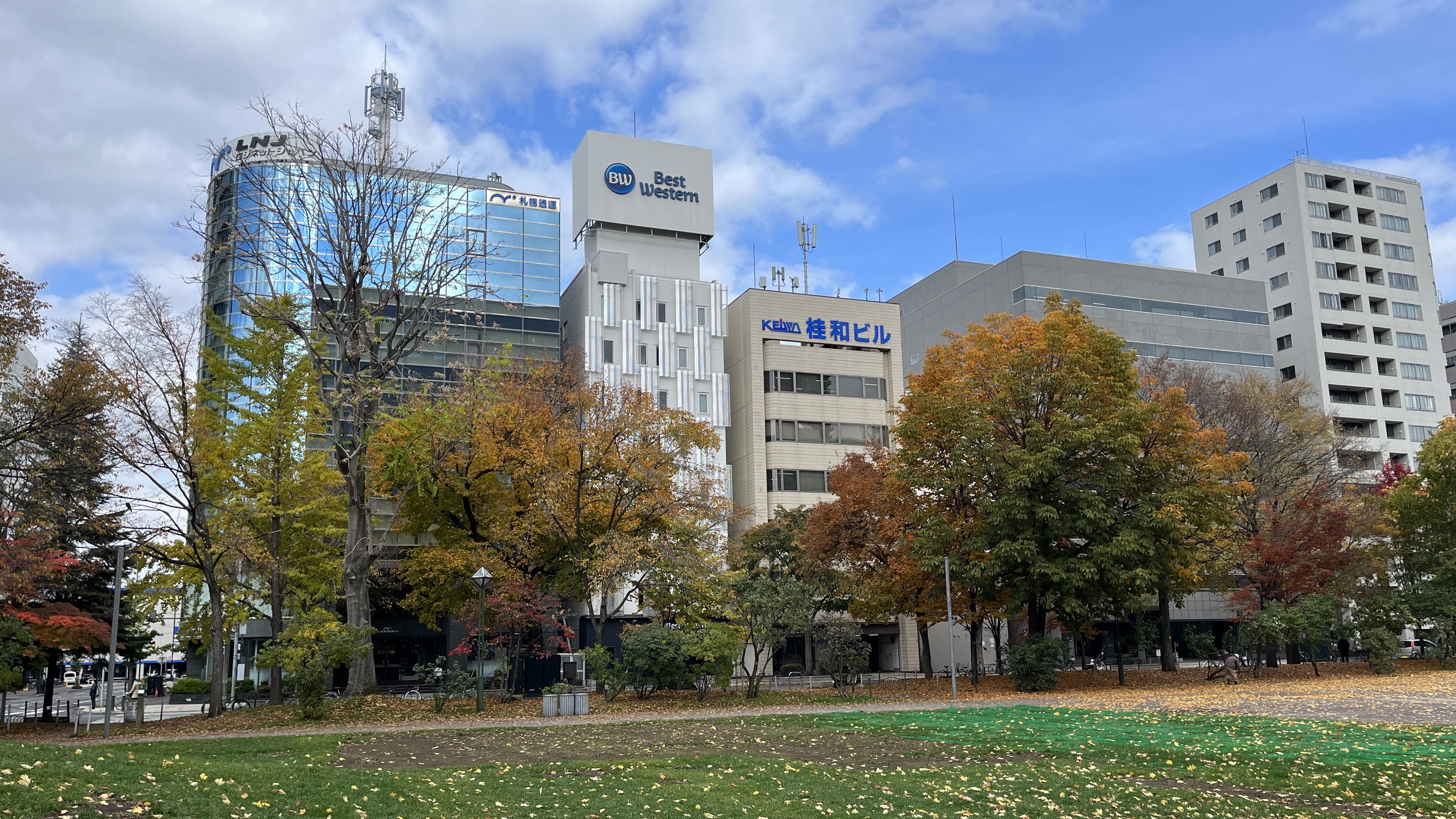 ホテル目の前は大通公園です。札幌都心ですがとても落ち着いた環境です。