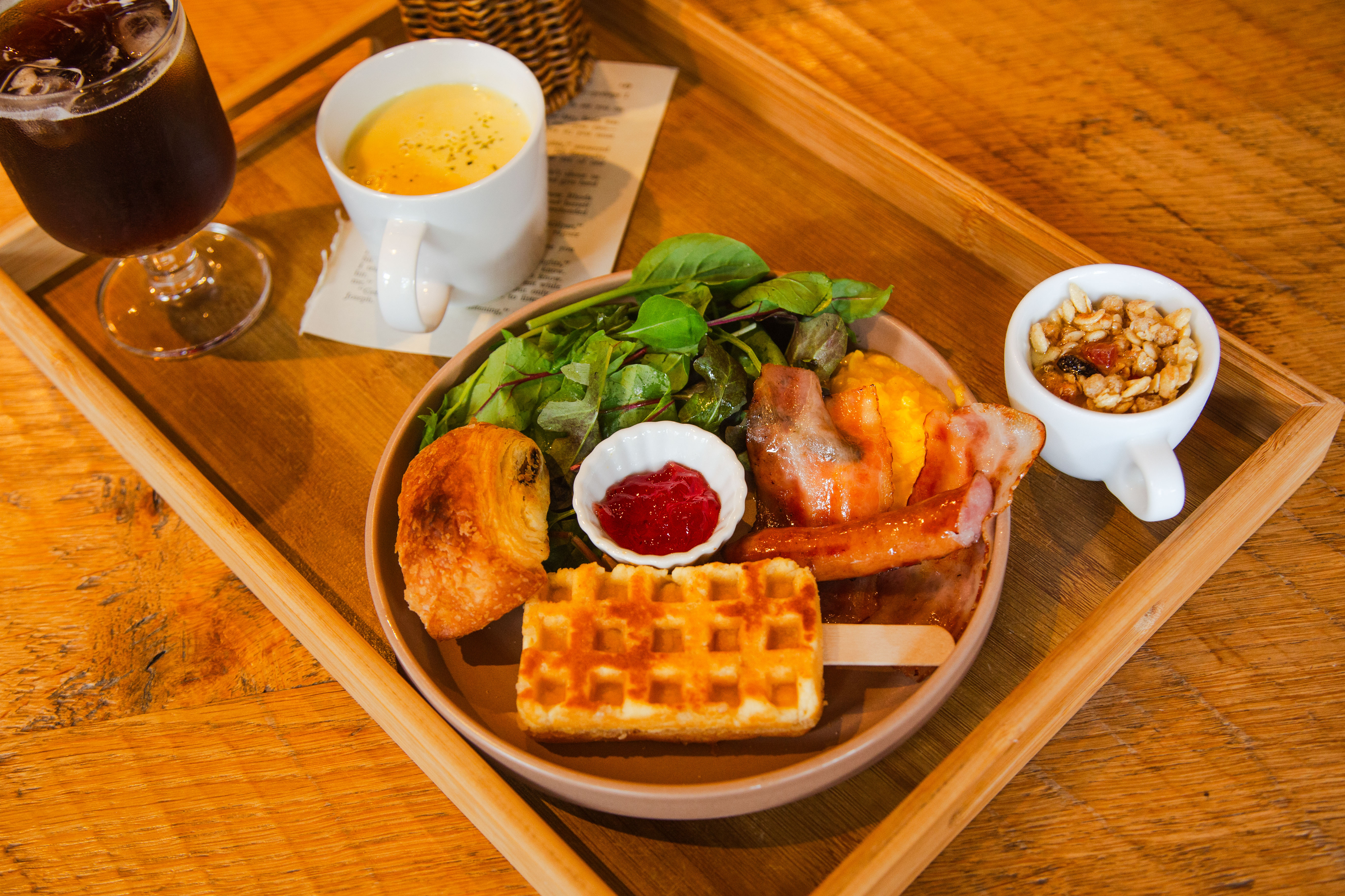 ワッフル朝食