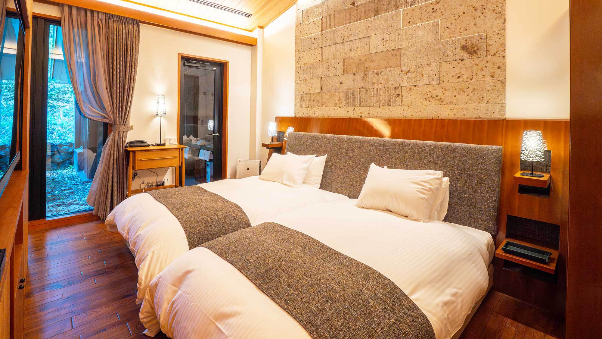 【別邸／50平米】シモンズベッド2台、ハリウッドツインを配した洋室もしくは和洋室のスイートルーム。