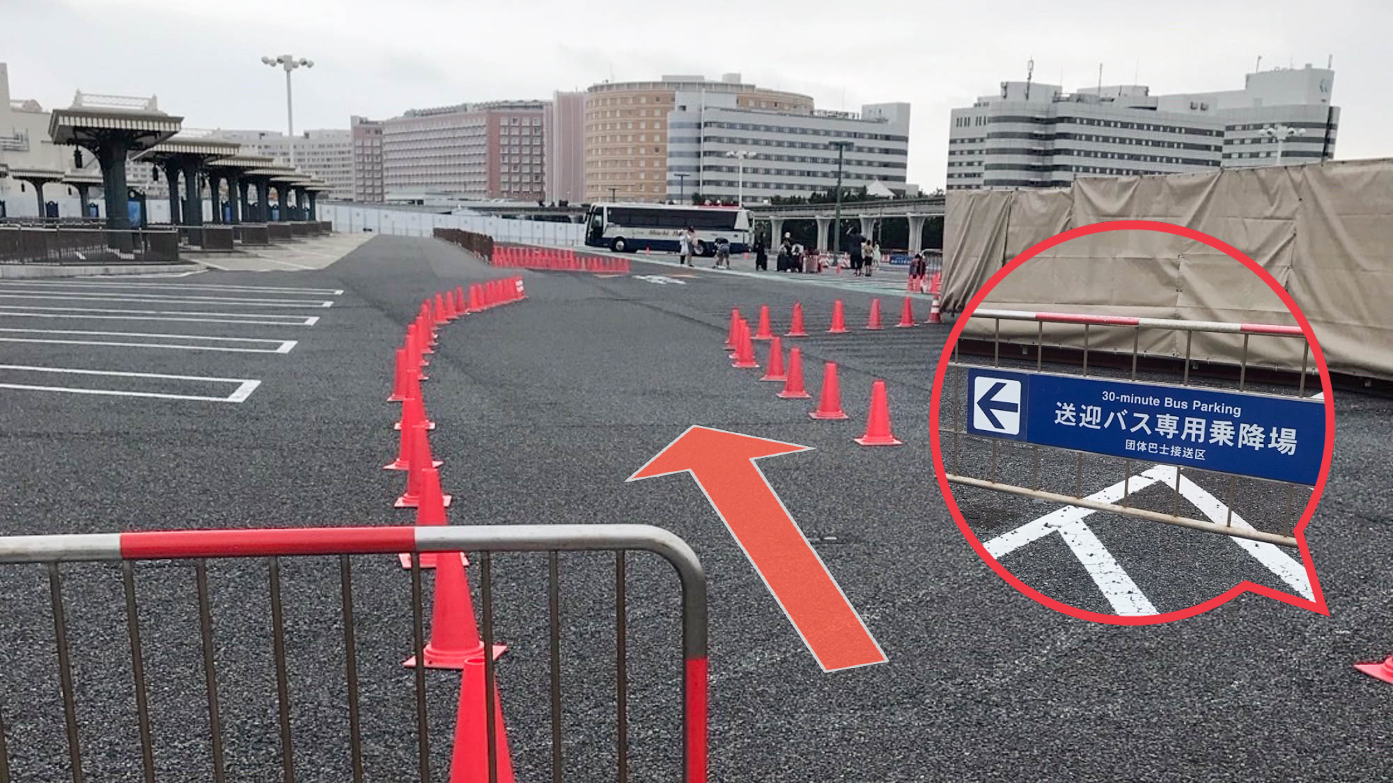 コンフォートスイーツ東京ベイの送迎バス専用乗降場へ向かう道順の案内