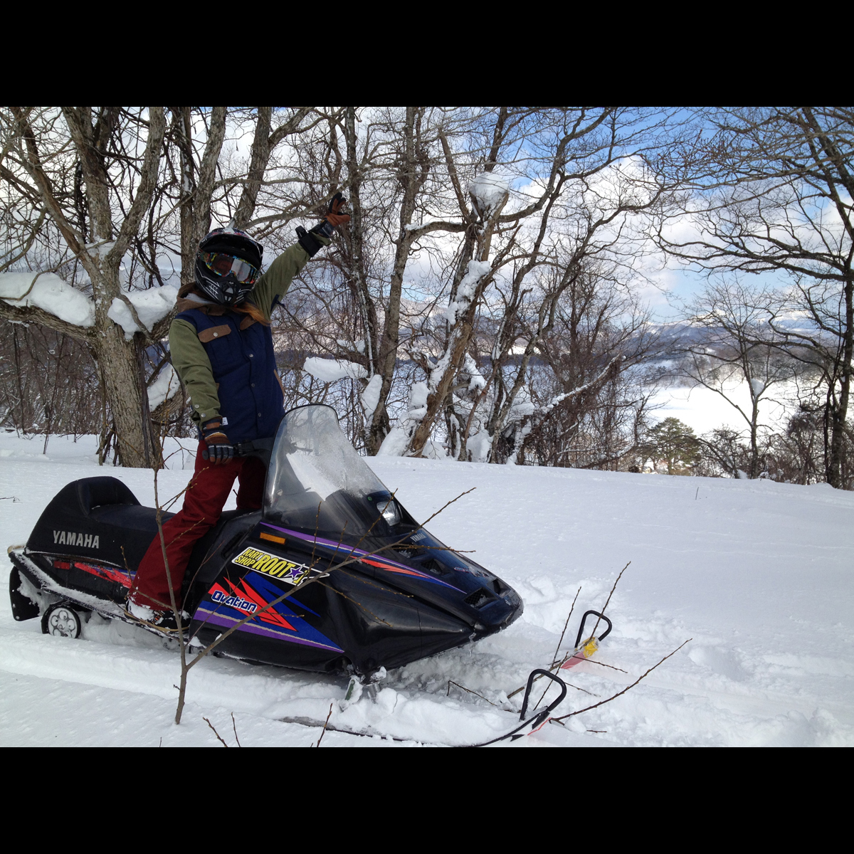 スノーモービルで自由に雪原を駆け抜ける