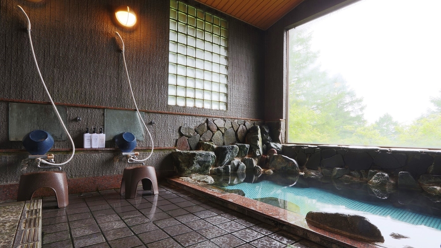 ☆【温泉】湯量豊富、芹ケ沢温泉の岩風呂
