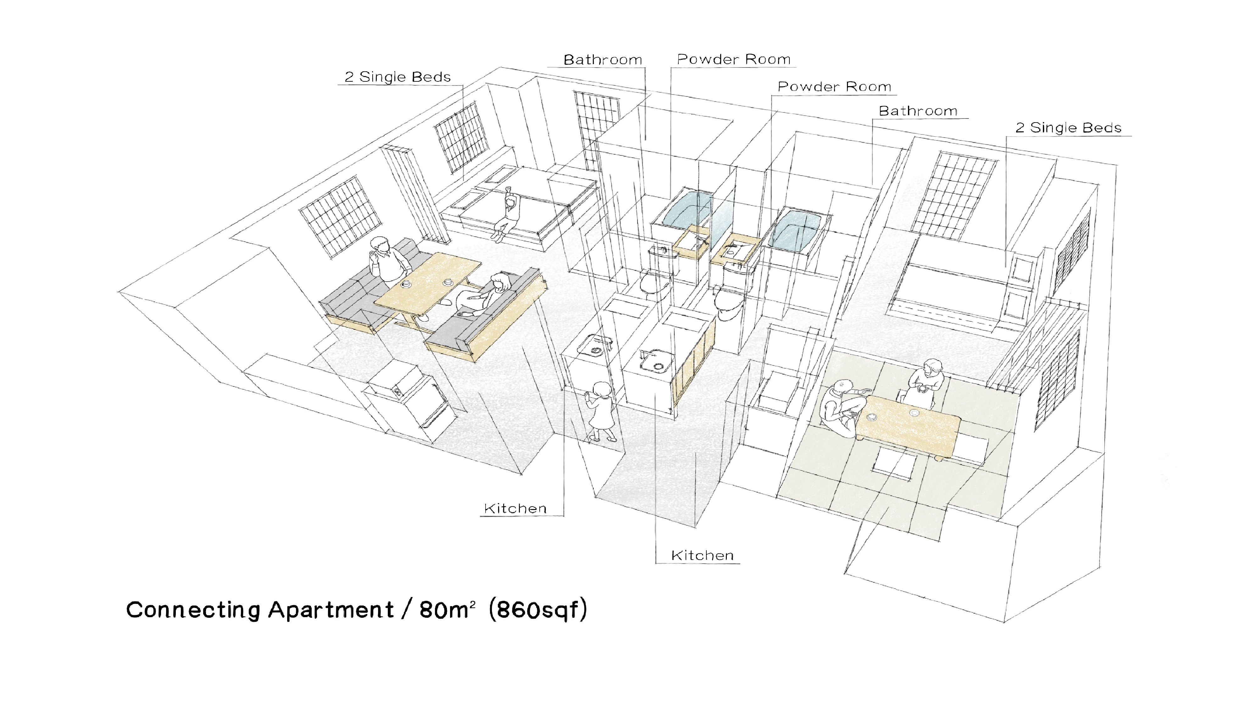 コネクティングジャパニーズアパートメント間取り図