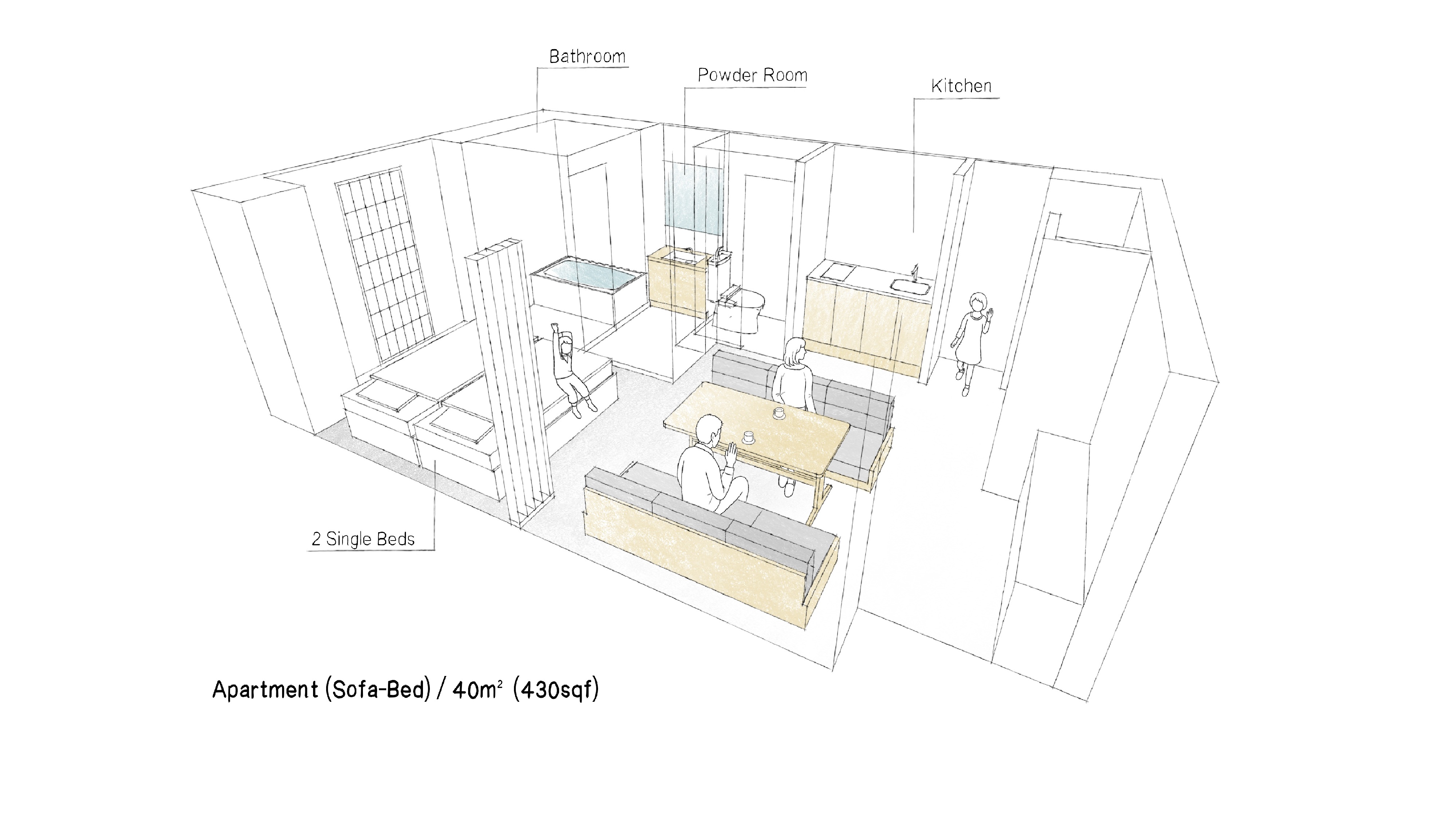 アパートメント（ソファベッド）間取り図