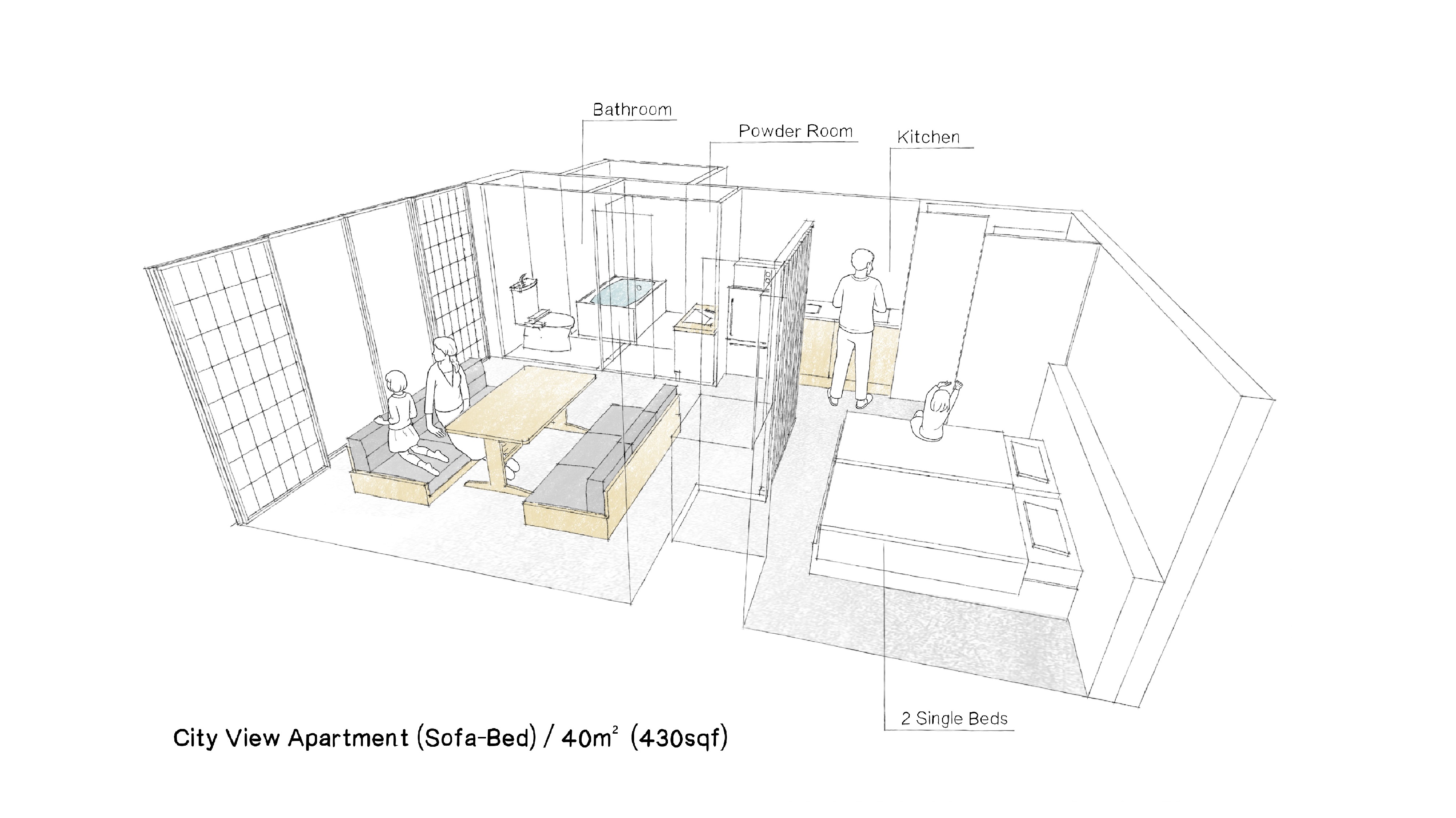 シティビューアパートメント（ソファベッド）間取り図
