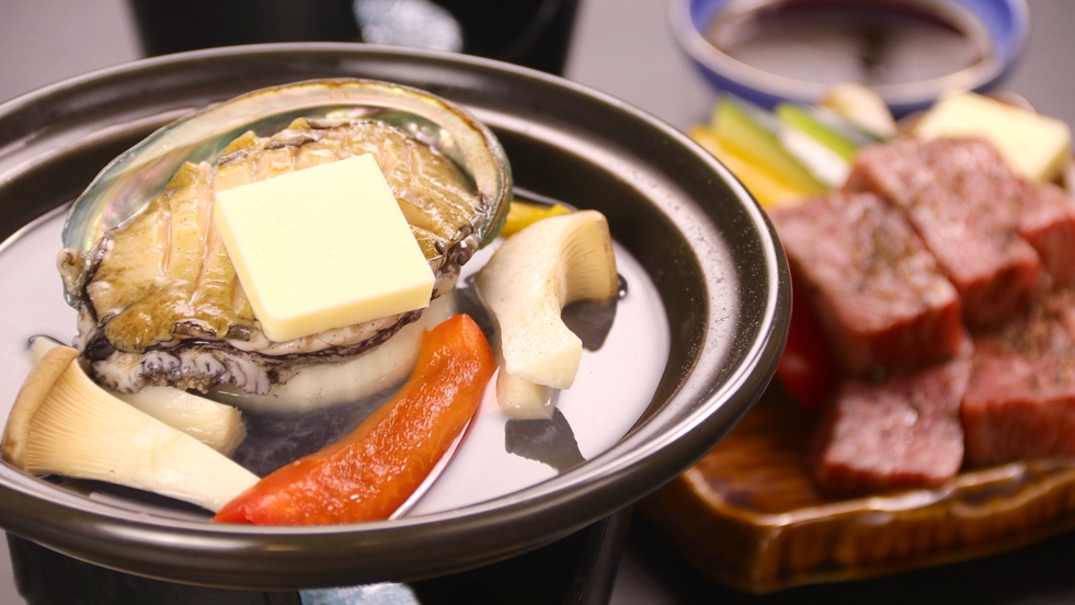 ★【1泊2食】熊野牛orアワビから選べる一品♪旬の会席料理を少し贅沢に