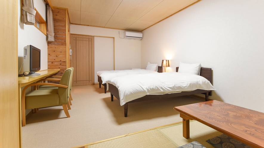 *【モダンルーム一例】ツインベッド+畳スペースがあるお部屋です。
