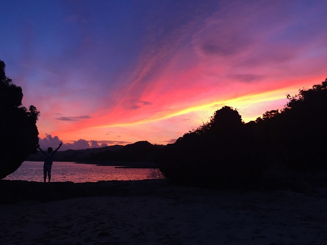 ビーチからの夕焼け