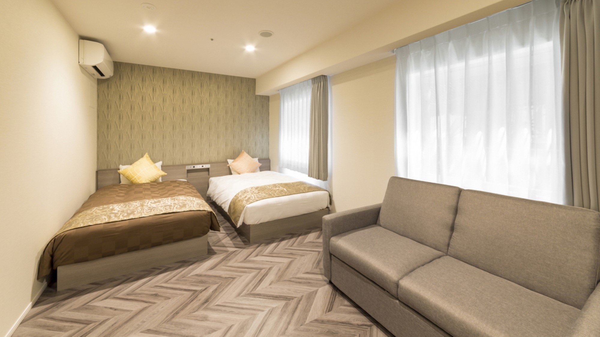 トリプルルーム28平米/2~３名/シングルベッド2台＋ソファーベッド1台