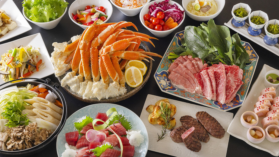 【早期割／キャンセル不可】カニ・前沢牛しゃぶしゃぶ食べ放題！＆岩手・東北の旬食材を楽しむビュッフェ付