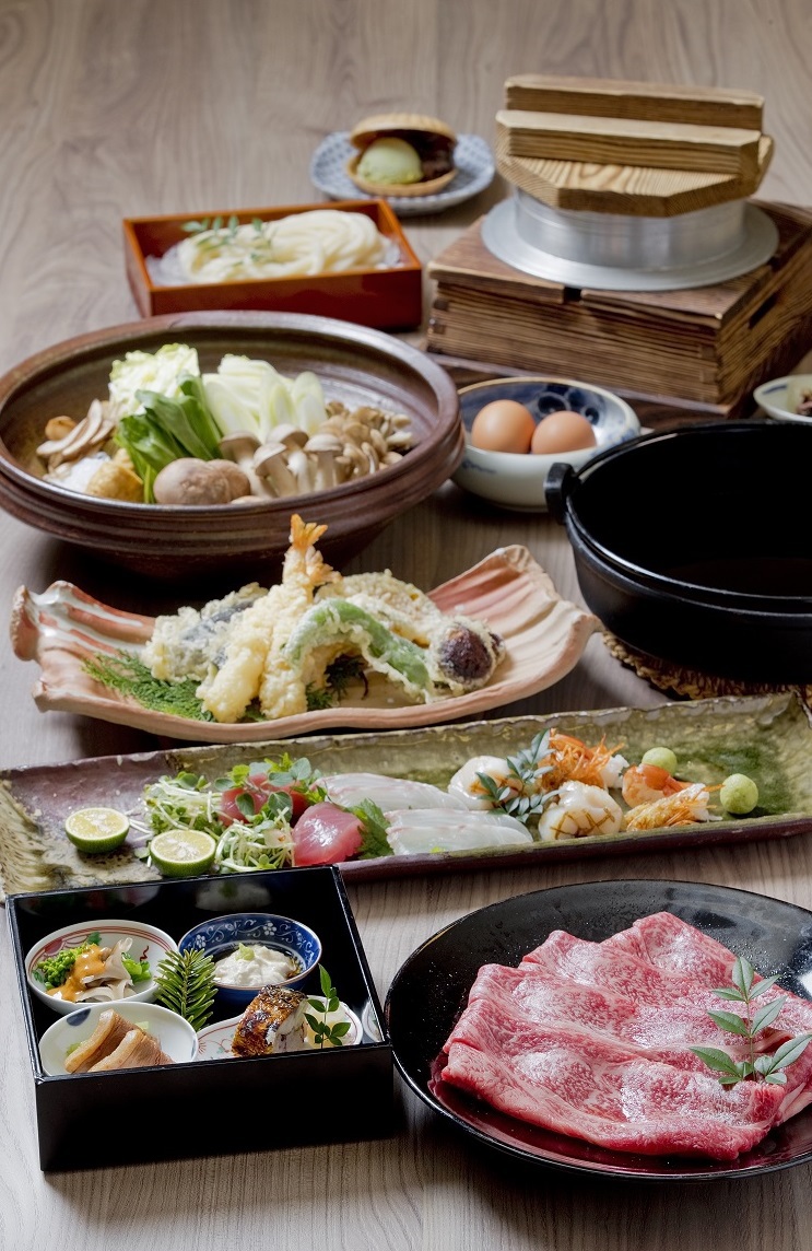 【HANARE／和食すき焼き鍋プラン】 お刺身、天扶良、すき焼き。和食の定番で、安心のおいしさを。