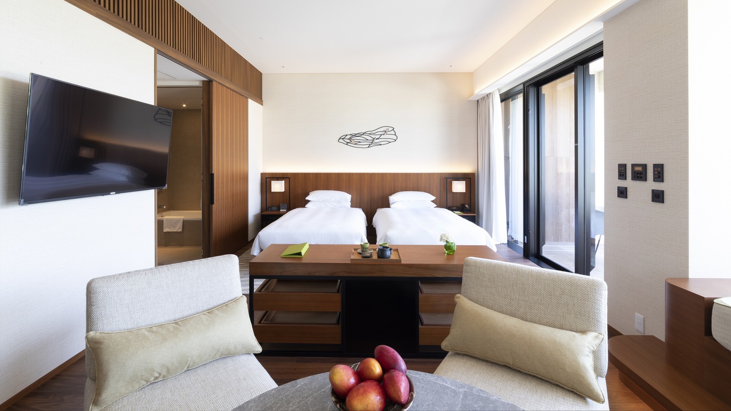 【1ベッドルームビーチハウス ツイン】ベッド2台とデイベッドの利用により、最大6名様（うち大人4名様