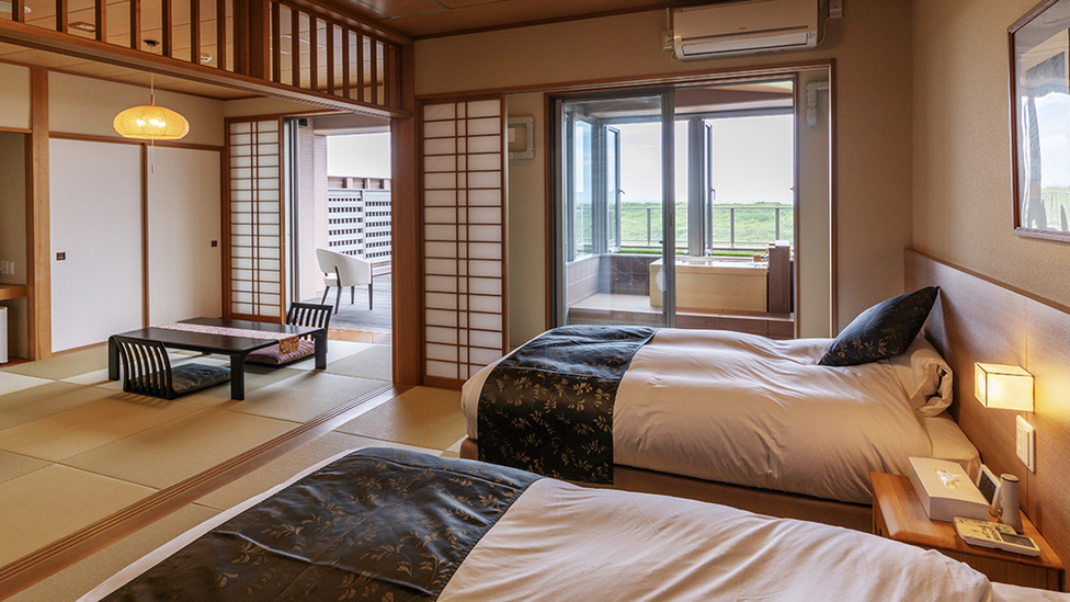 【太平洋ビュー◇ヒノキ露天風呂付和洋室】