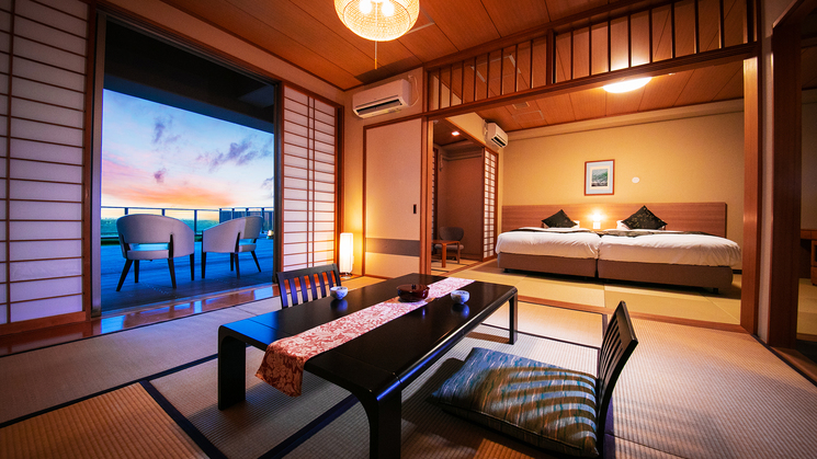 ■太平洋ビュー◇和洋室■6〜8帖＋ツインベッド+広縁＋テラス