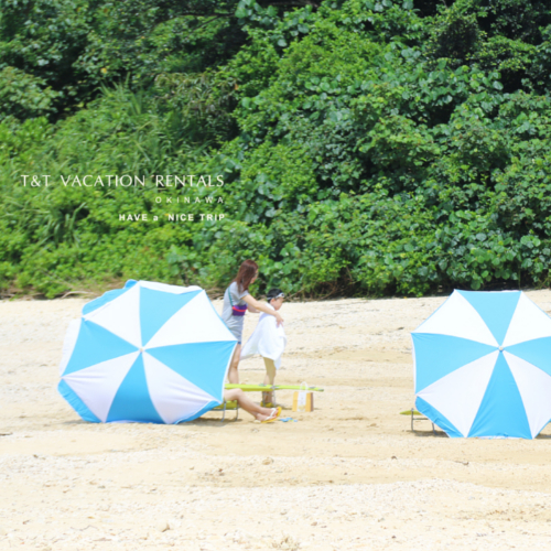 ビーチパラソルの貸出もございます！（貸出無料）