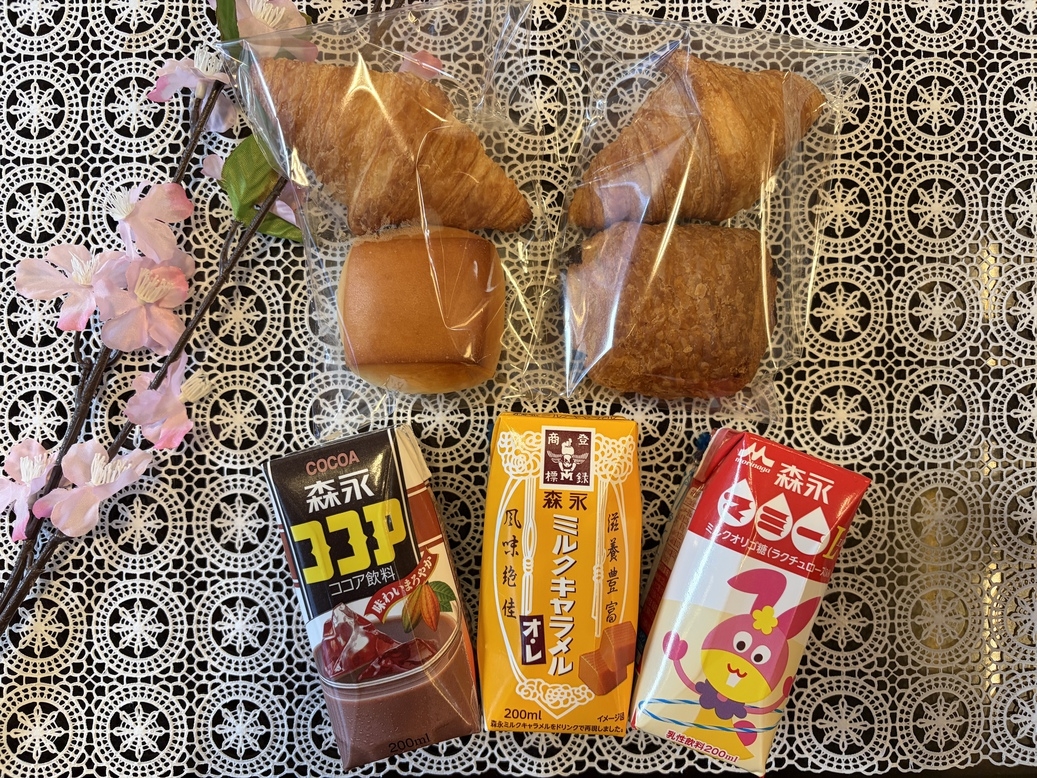 【春桜セール】朝食付きセット（菓子パン+乳飲料）おいしい朝食で一日をスタート