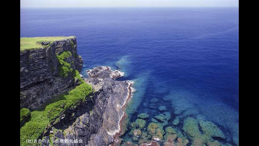 【周辺観光】「田皆岬」　島の北西部にあり、東シナ海に突き出した岬は高さ51ｍの断崖絶壁