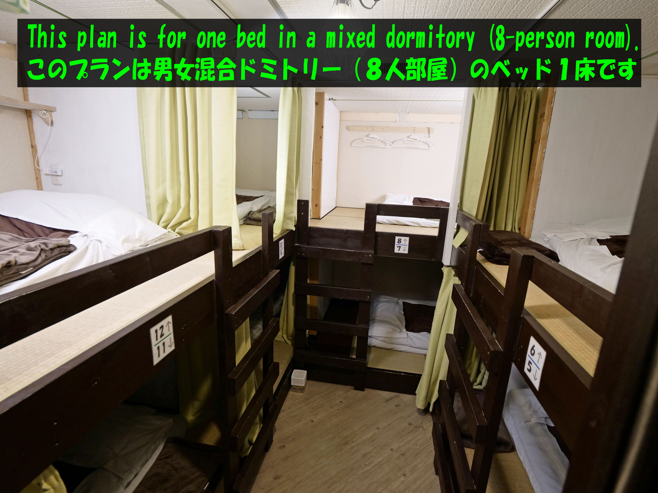 【1ヶ月〜割引プラン】男女混合ドミトリーA（8人部屋）