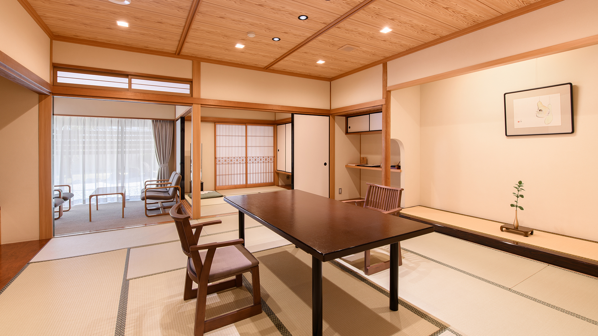 R【本館/68平米～】和室(全タイプ計15畳以上)＋源泉露天風呂付き（一例）