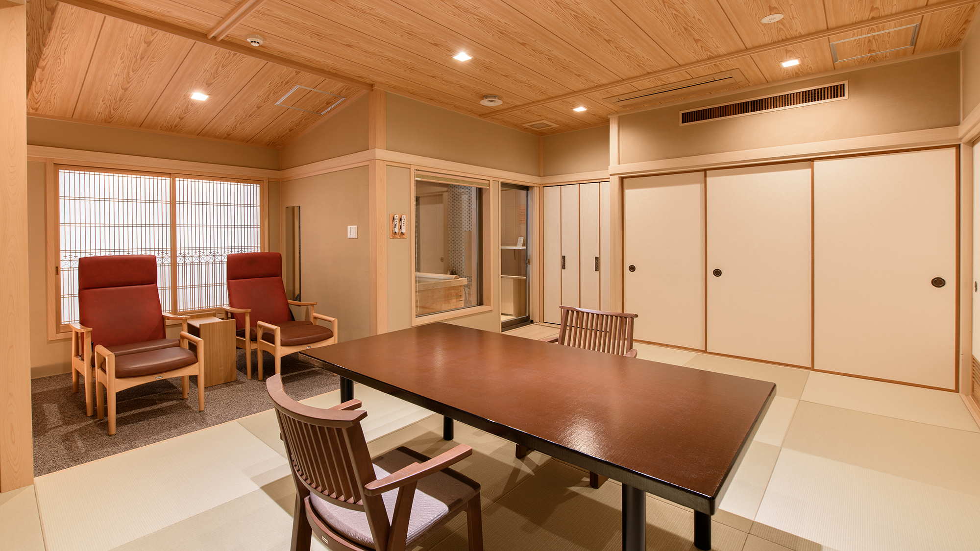 H【離れ棟/64平米～】和室12.5畳+檜の源泉室内露天風呂付き（一例）