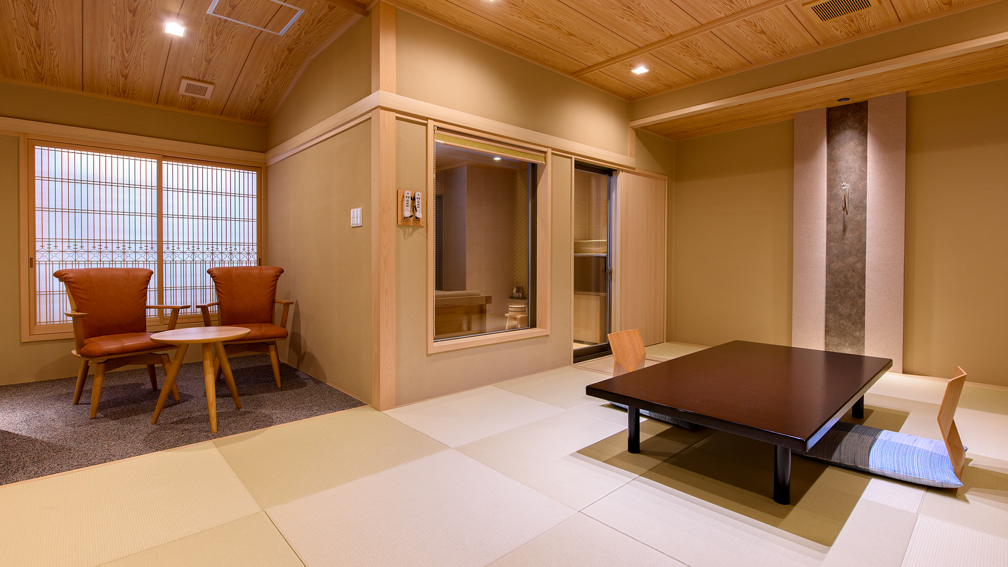 G【離れ棟/60平米】和室12畳+檜の源泉室内露天風呂付き