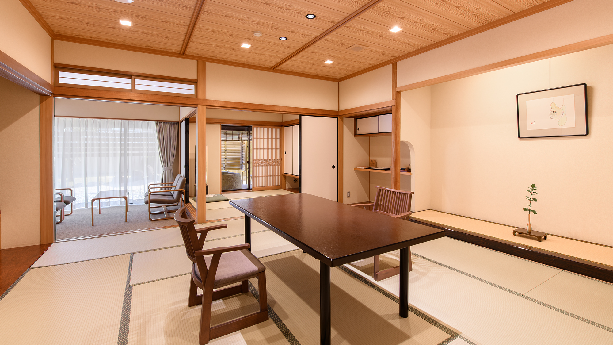 R【本館/68平米～】和室(全タイプ計15畳以上)＋源泉露天風呂付き（一例）