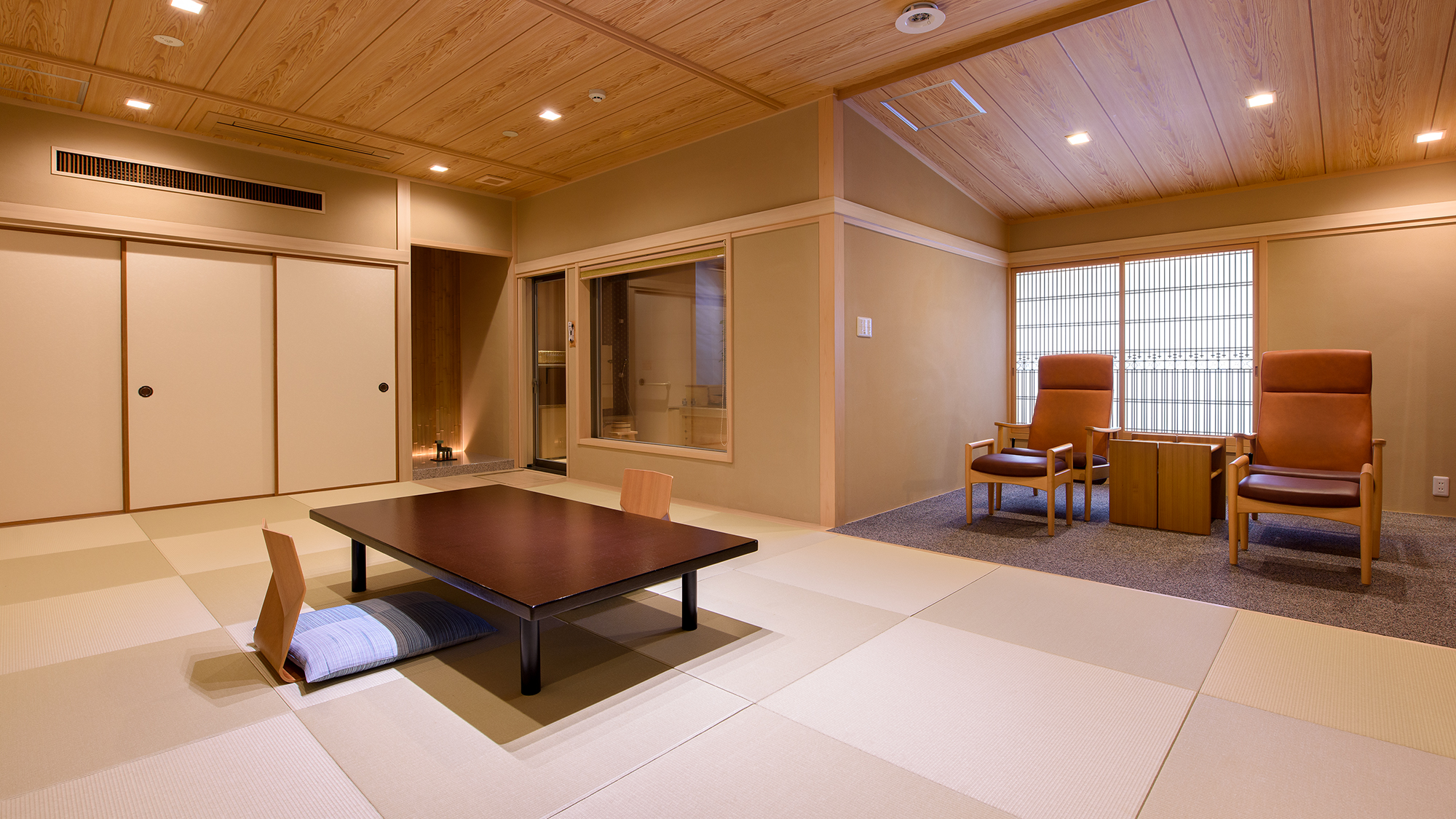 H【離れ棟/64平米～】和室12.5畳+檜の源泉室内露天風呂付き（一例）