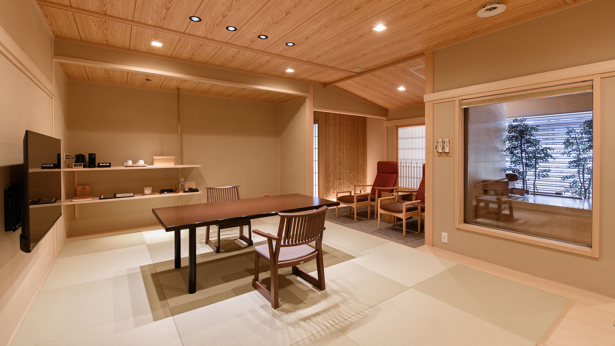 H【離れ棟/64平米～】和室12.5畳+檜の源泉室内露天風呂付き（一例）