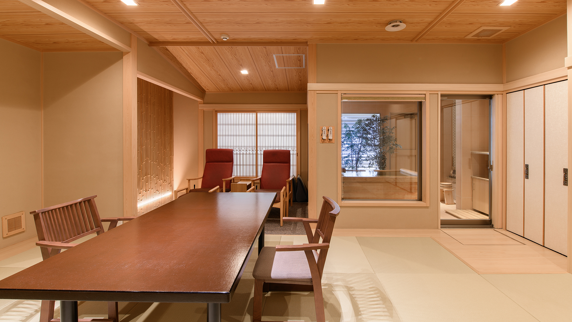 H【離れ棟/64平米～】和室12.5畳+檜の源泉室内露天風呂付き（一例）