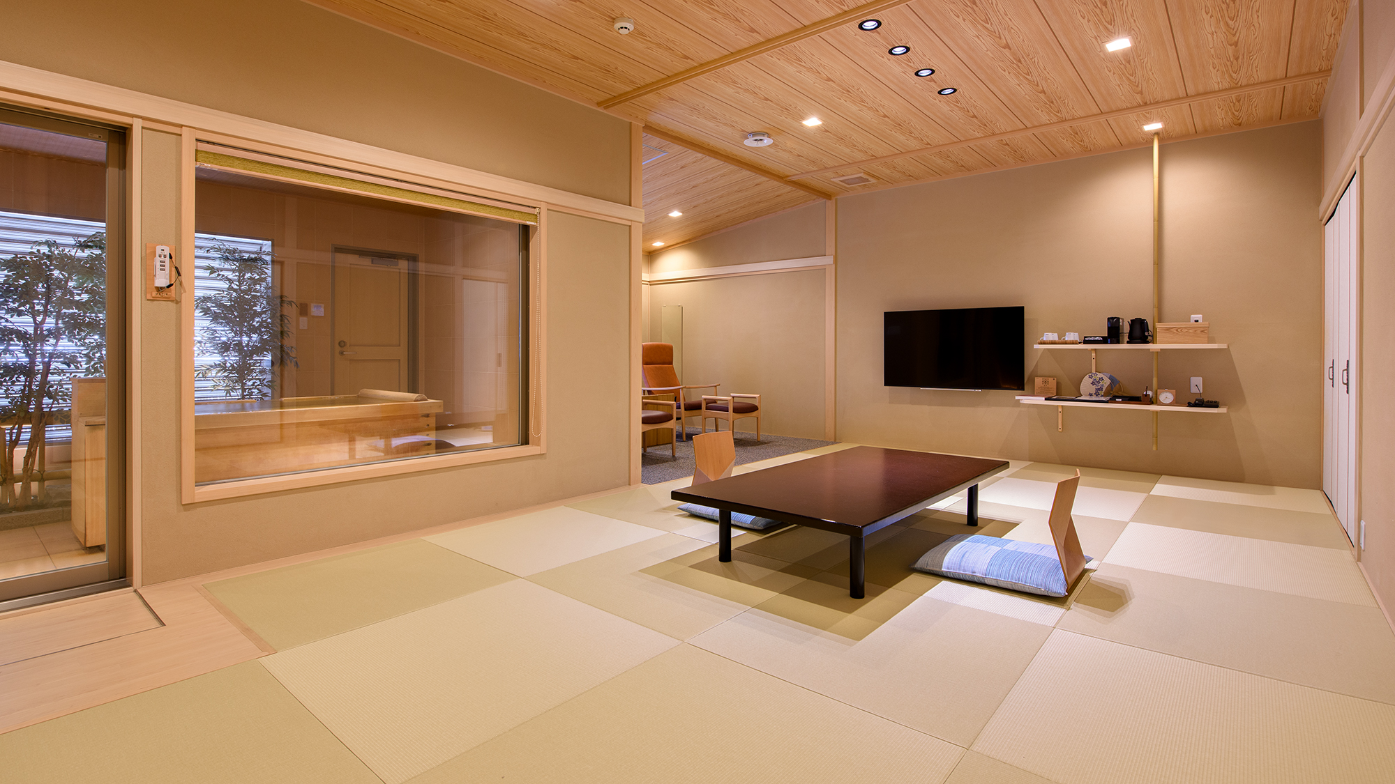 H【離れ棟/64平米～】和室12.5畳+檜の源泉室内露天風呂付き（一例）