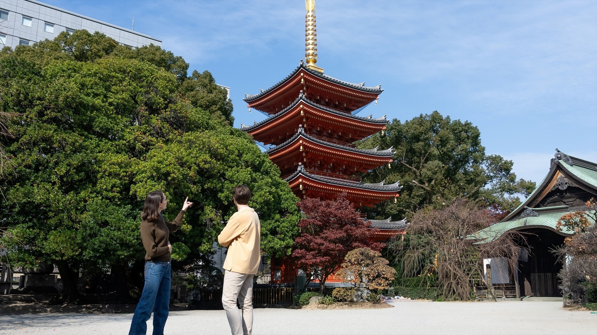 周辺観光/【東長寺】朱塗りが美しい純木造総檜造りの五重塔