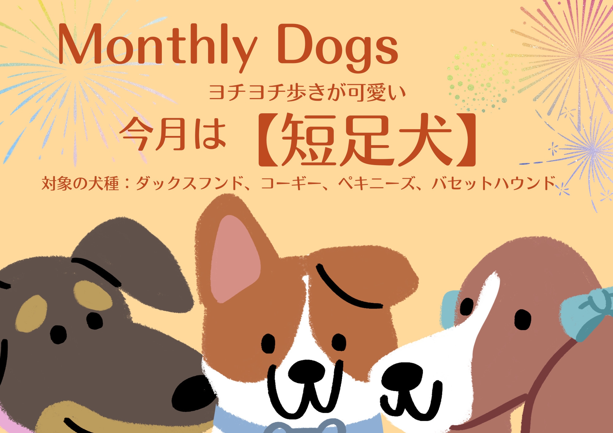 【短足犬集まれ〜！　7月限定犬種別プラン】愛犬のご褒美　7大特典付き