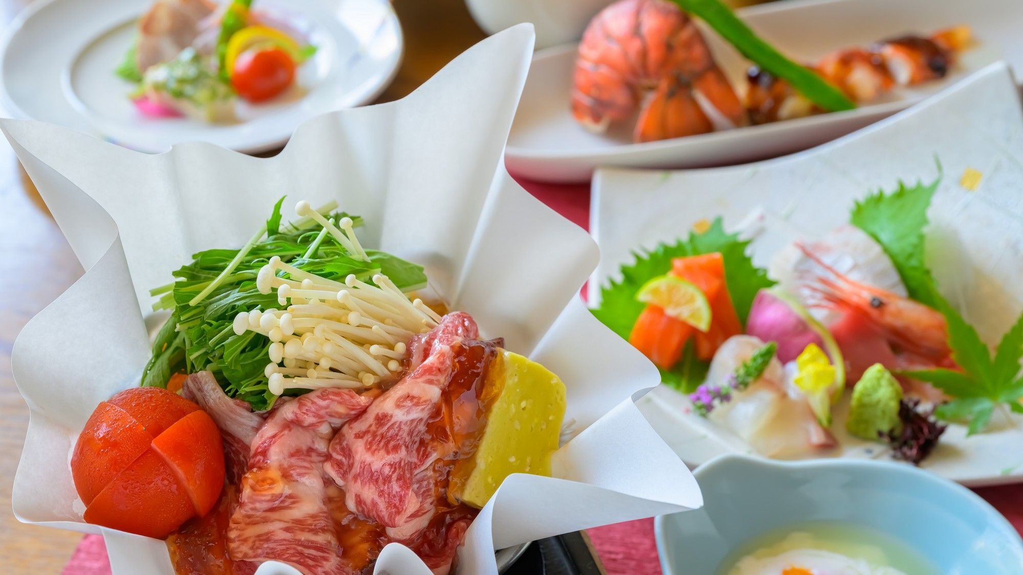 【5％OFF】【楽天スーパーSALE】豪華！冬の特選会席〜極み〇福井越のルビーすき焼きに新鮮お造りも