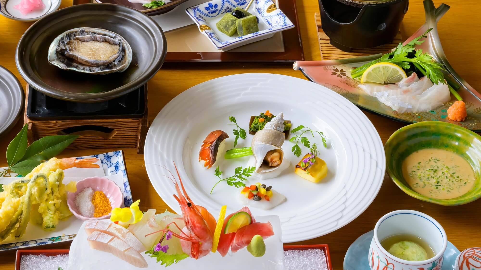 鮑&times;鯛しゃぶを堪能！春の特選あおい会席。※お写真はイメージです