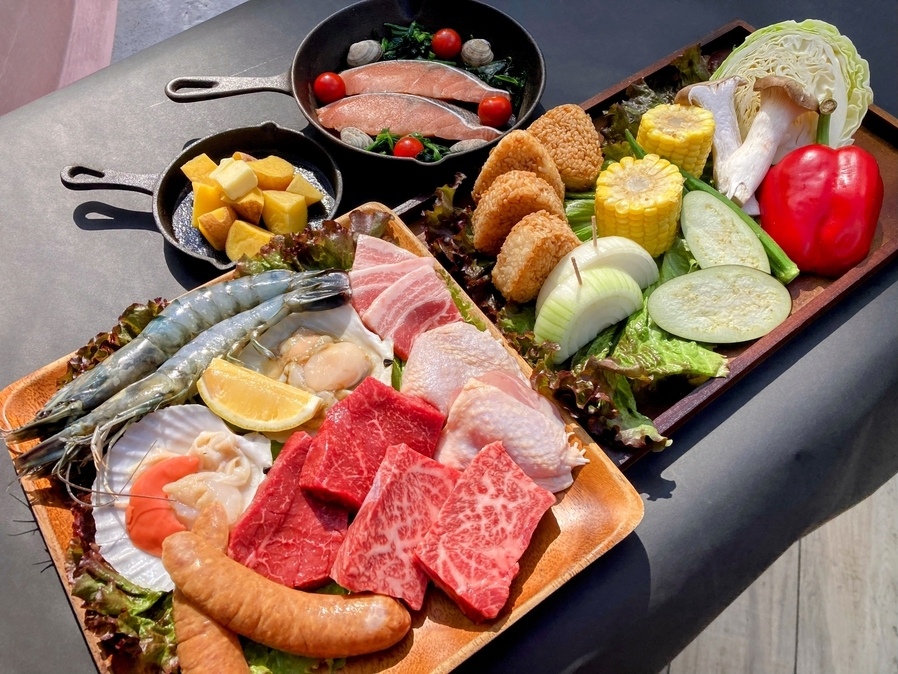 わんちゃんと一緒♪但馬牛も味わえる【但馬の食材プレミアムBBQ】朝食付きプラン  ログハウス