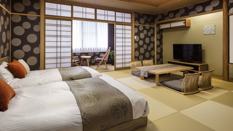 DX和室イメージ◆ツインベッドを使用◆広めのお部屋となっております。