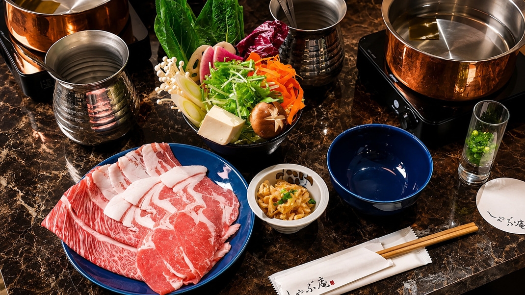 朝食＆黒毛和牛＆沖縄名産アグーパイ豚MIX　しゃぶしゃぶorすき焼き　2食付きプラン