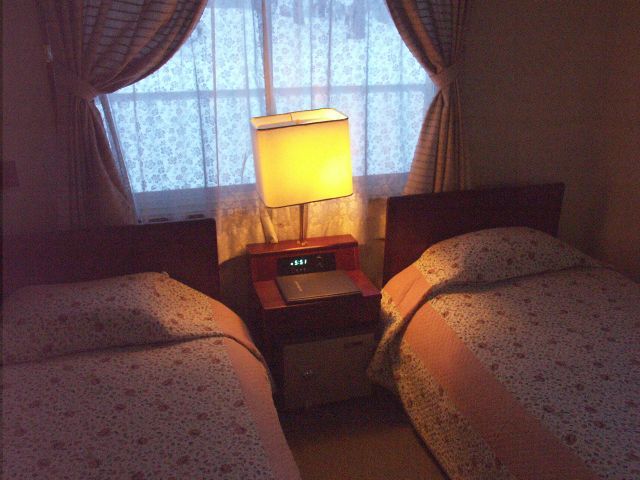 Comfortable Western-style room/Bathroom, toilet, and washbasin dressing provided