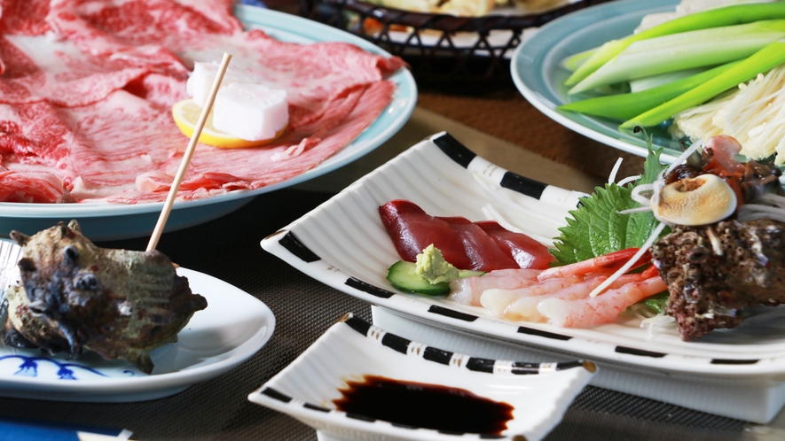 【但馬牛すき焼き御膳】日によってお造りや天ぷら、前菜の食材は変わります。