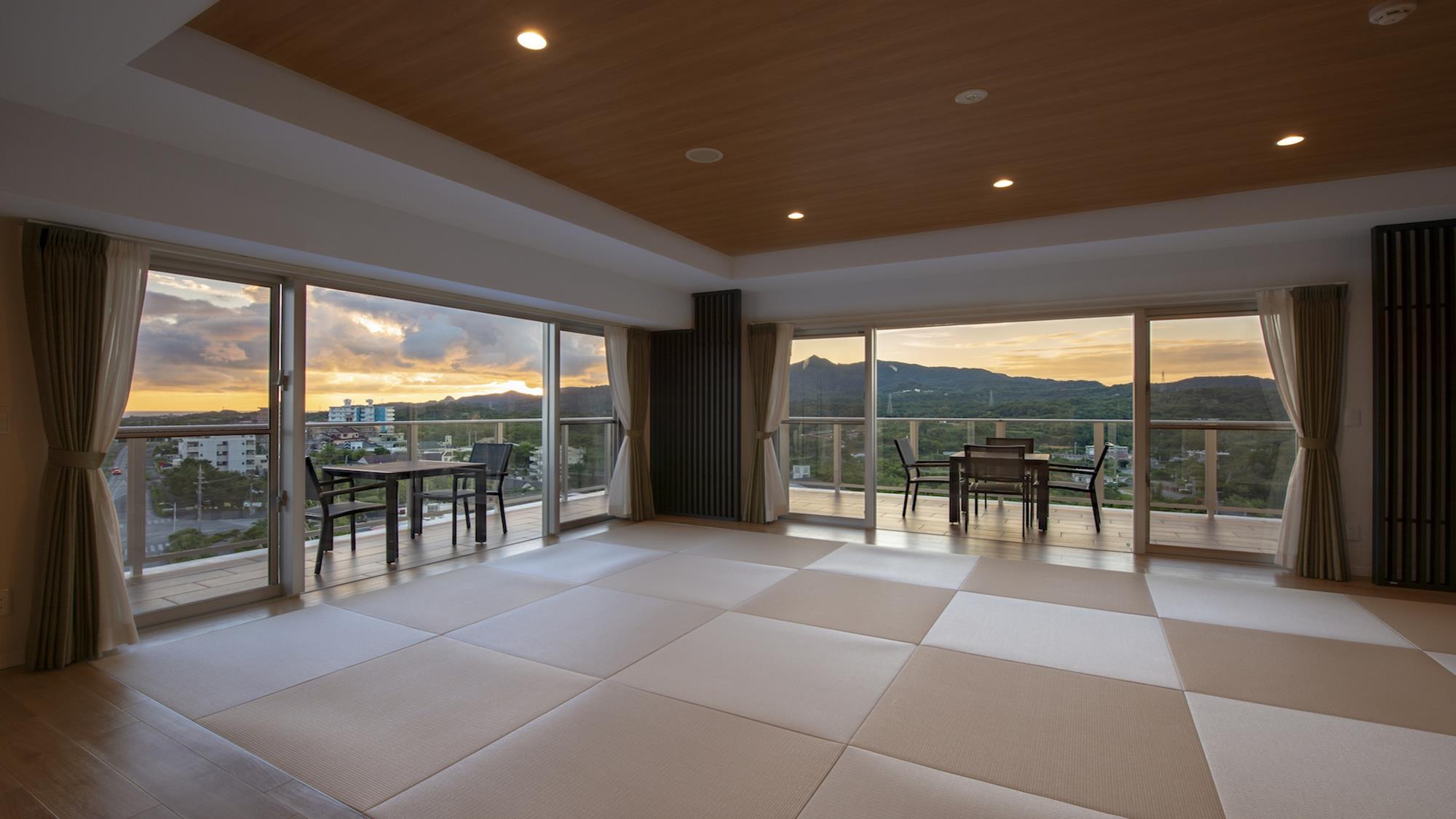 【コーナーテラス/84.3m2】自然に囲まれたお部屋で快適ステイ♪名護湾・嘉津宇岳の美景に癒されませ