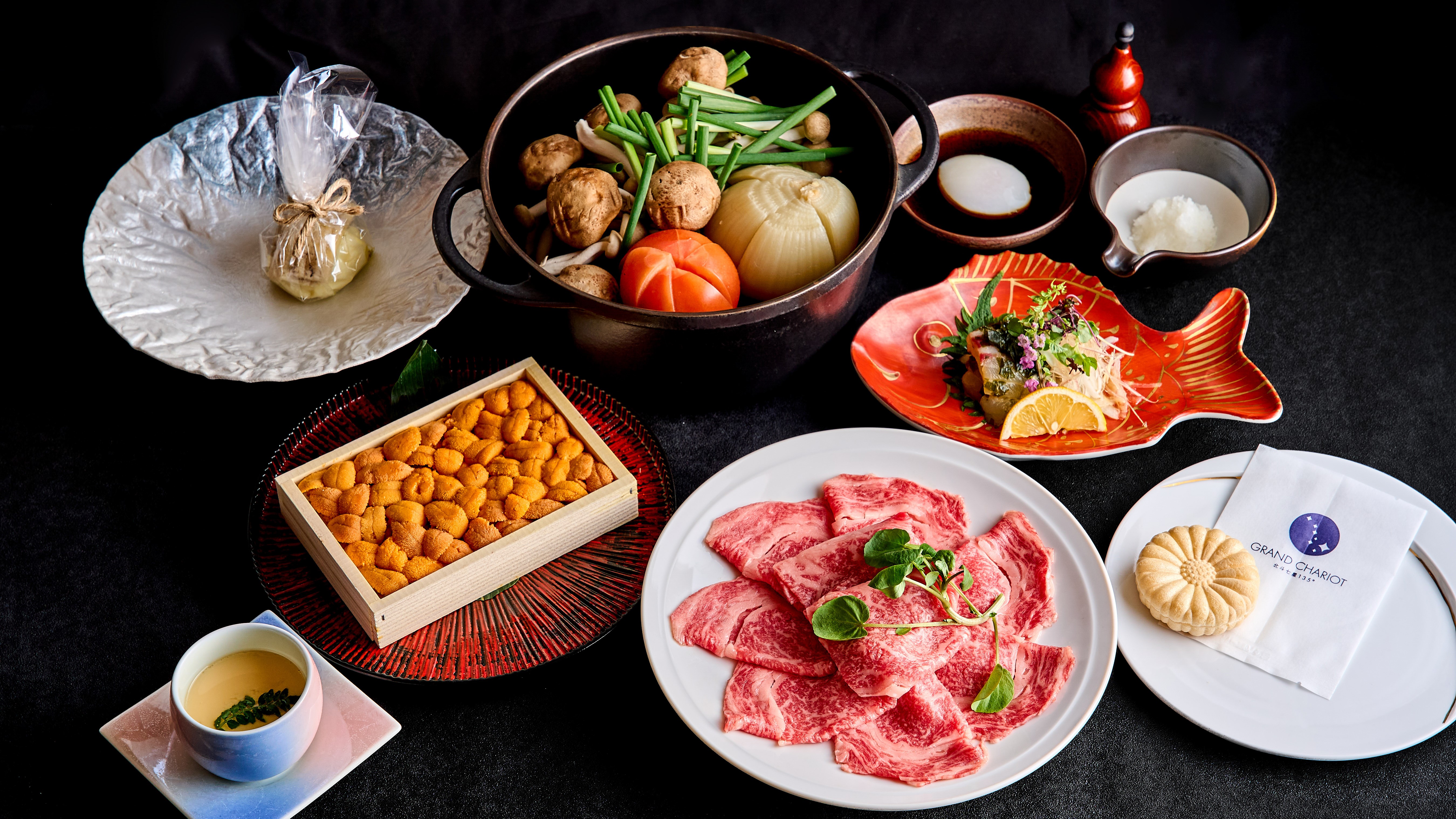 淡路ビーフ山海トマトすきやきコース　全体