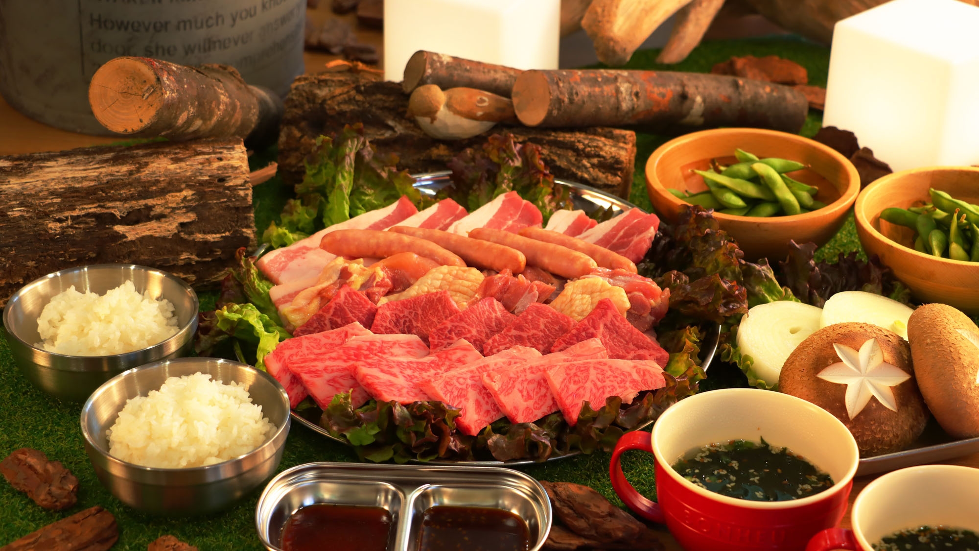 【アウトドアレストラン：焼肉】大分県産のお肉と大分県産のお野菜♪贅沢に焼肉で楽しもう♪