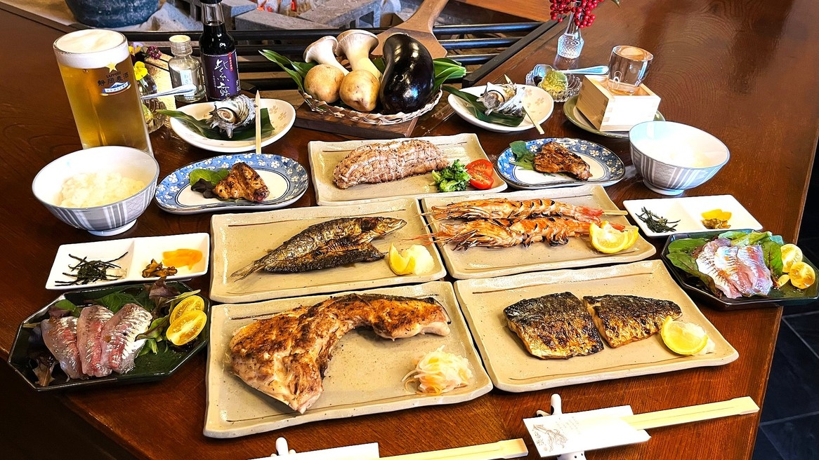 【スタンダードなお腹満足プラン】  お得に贅沢に旬のお魚・野菜・お肉の炉ばた焼