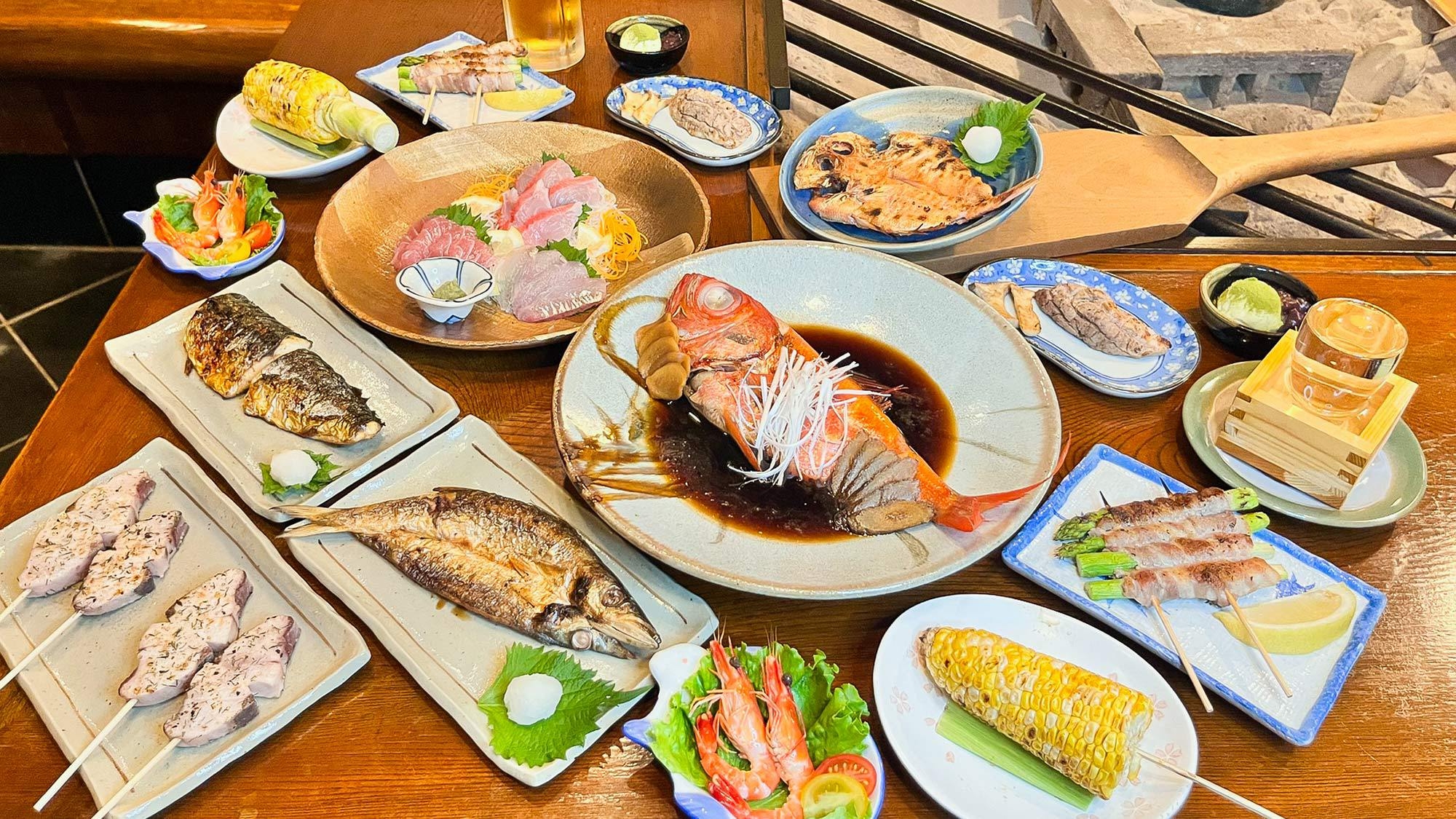 【炉ばた焼×金目鯛！　堪能プラン】 伊豆の海が育んだ金目鯛を刺身・煮付・炉ばた焼で味わう贅沢三昧