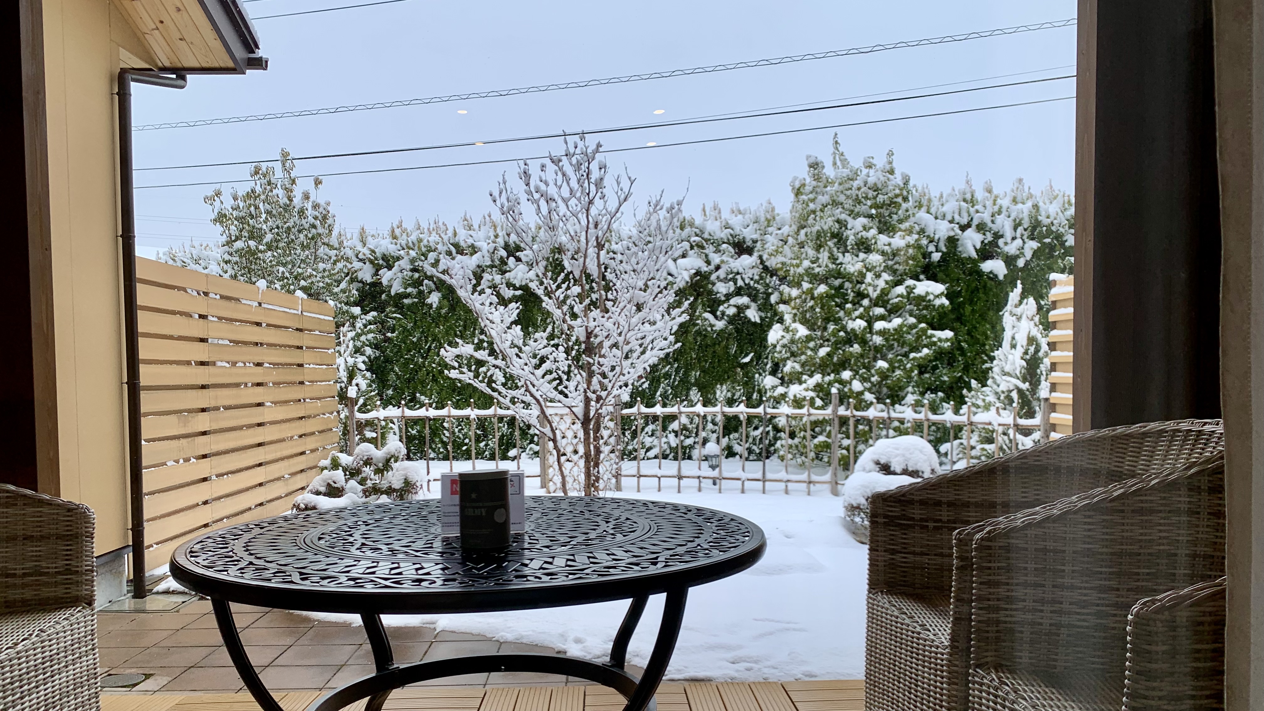 積雪後の客室から見る庭【スタンダードツイン】