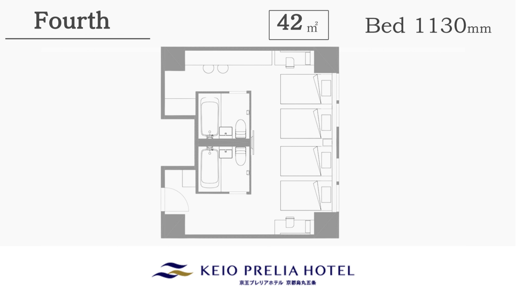 常設のシングルベッド4台とバスルーム2箇所を備え、ファミリーやグループにおすすめ。