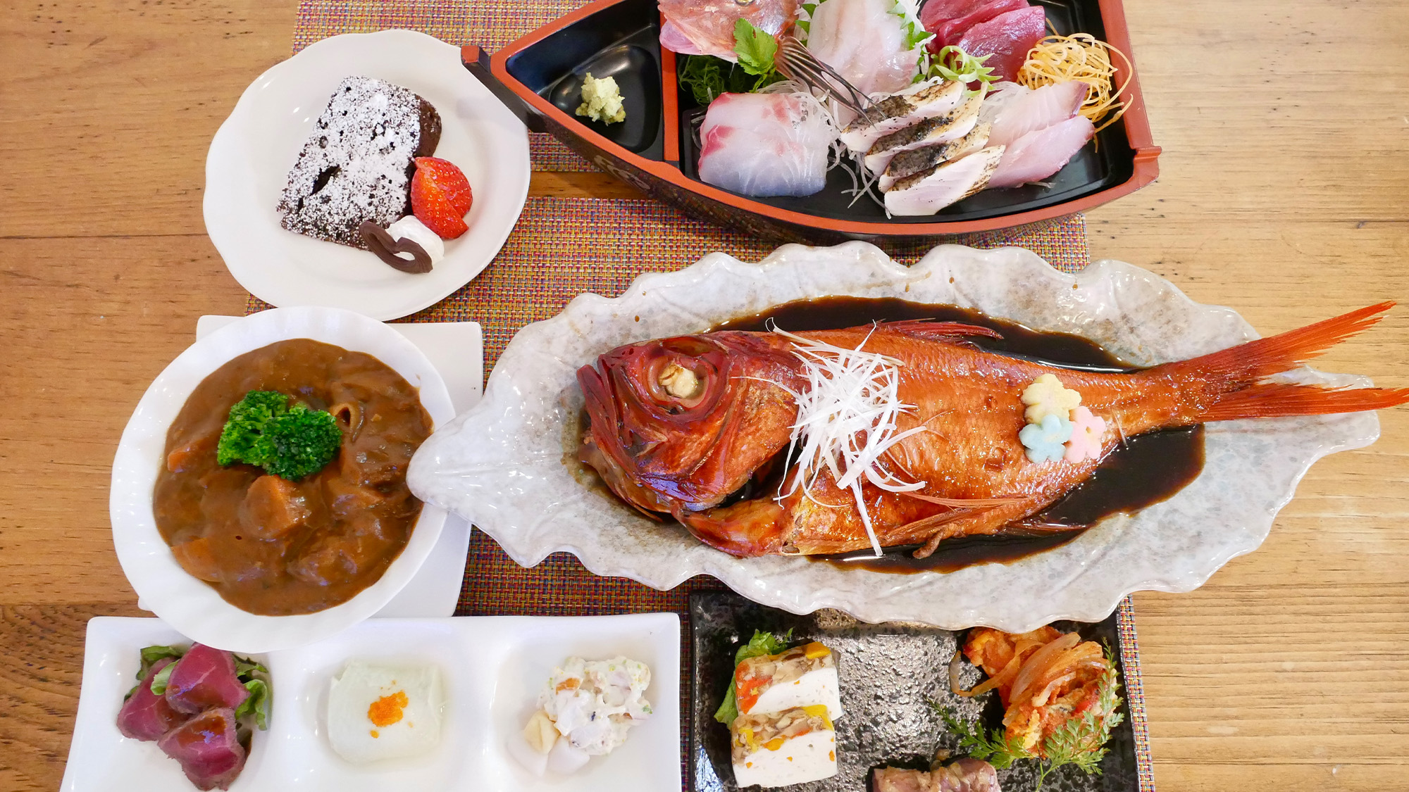 【夕食一例】お刺身の舟盛りプラン