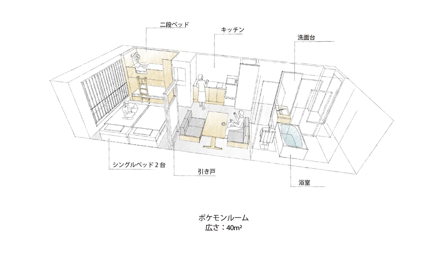 広いポケモンワールドで宿泊できます