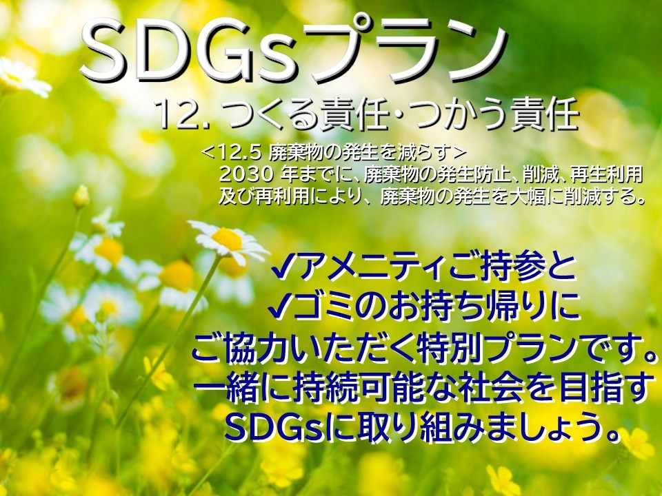 【SDGsプラン】タオル類と歯ブラシと館内着が付かない環境保護に貢献できる素泊まりプラン