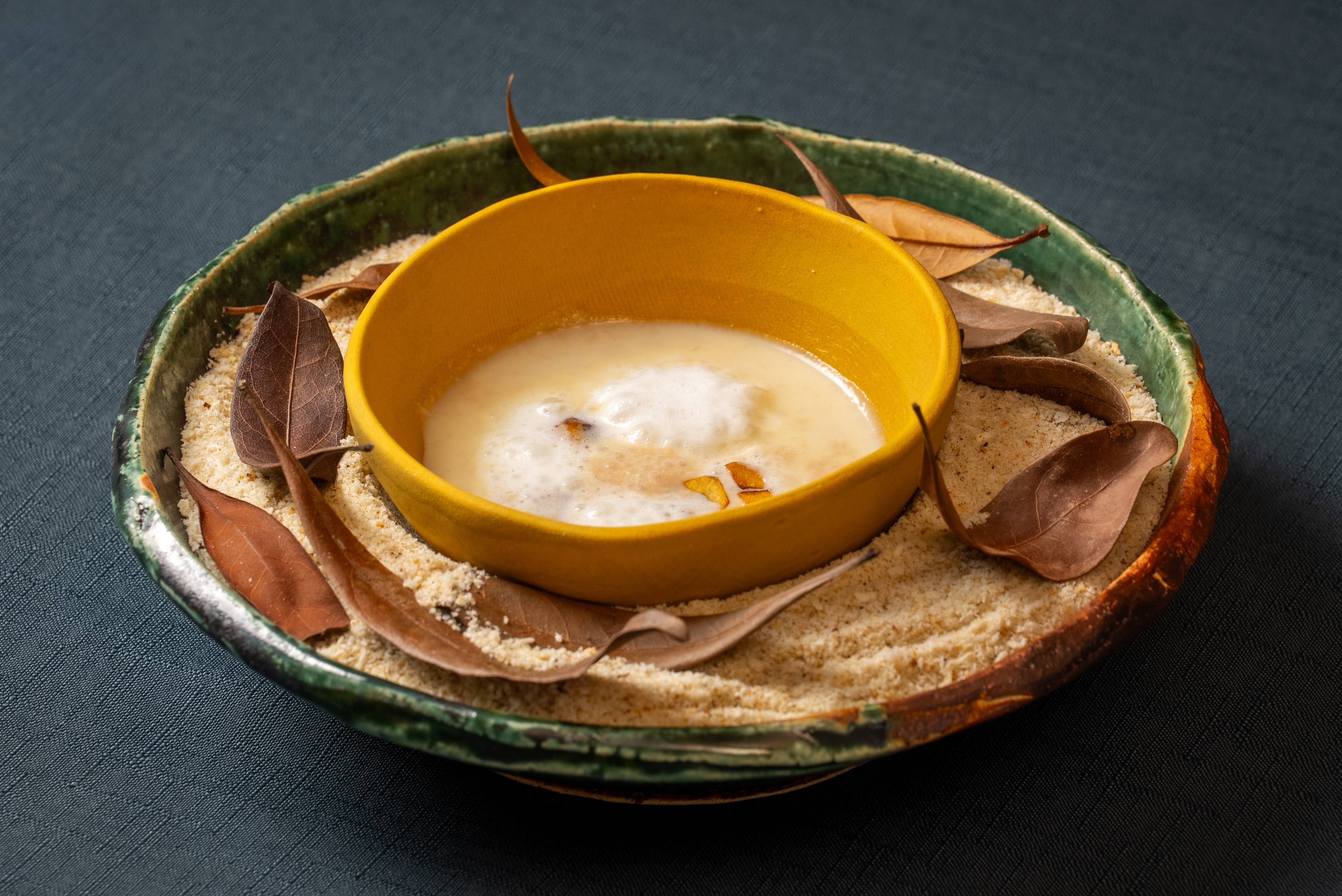 【夕食】2025AW料理長特製スペシャルディナーコース｜川島町の金笛醤油と栗の冷製ポタージュ